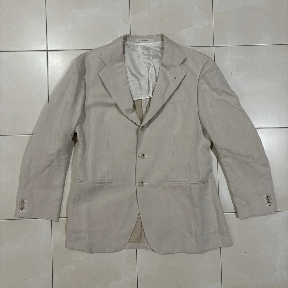 Suit Supply Tessuti Di Sondrio Havana Washed Linen Cotton Blazer Mens 40 Slim